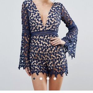 Lace long sleeve romper